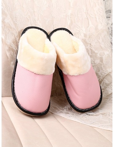 Women Warm Lining Waterproof Slip Resistant Backless Winter Indoor Slippers