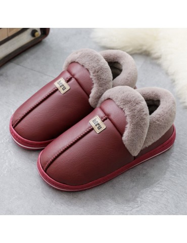 Women Warm Plush Lining Waterproof Slip Resistant Winter Slippers