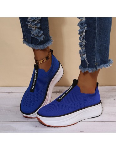 Plus Size Women Casual Elastic Slip-on Comfy Breathable Platform Sneakers