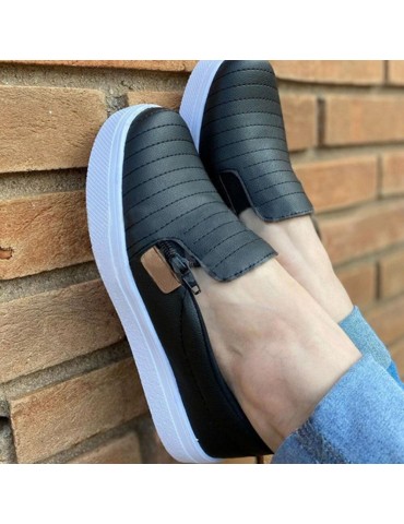 Plus Size Women Comfy Lazy Shoes Casual Zipper Sneakers