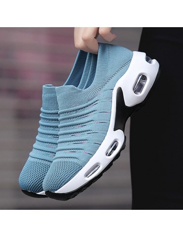 Women Brief Solid Fabric Breathable Soft Sole Cushioned Slip On Casual Sports Shoes