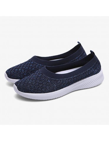 Women Casual Comfortable Knitted Lightweight Soft Sole Slip-on Sneakers