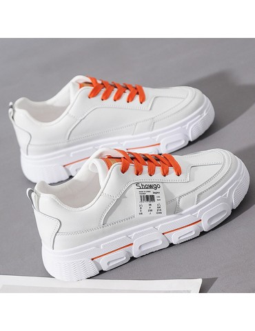 Women Casual Letter Tape Lace Up Comfy Chunky Sneakers